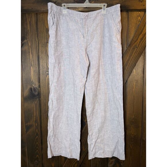 Garnet Hill Linen Wide Leg Trouser Pants - Picture 1 of 7